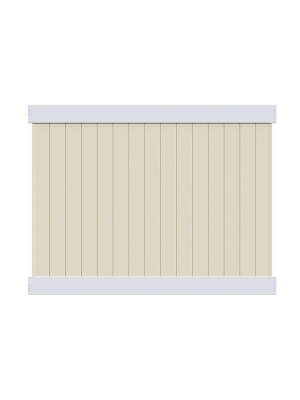 6' Tall Two-Tone White Frame w/ Tan In-Fill Vinyl Privacy Fence