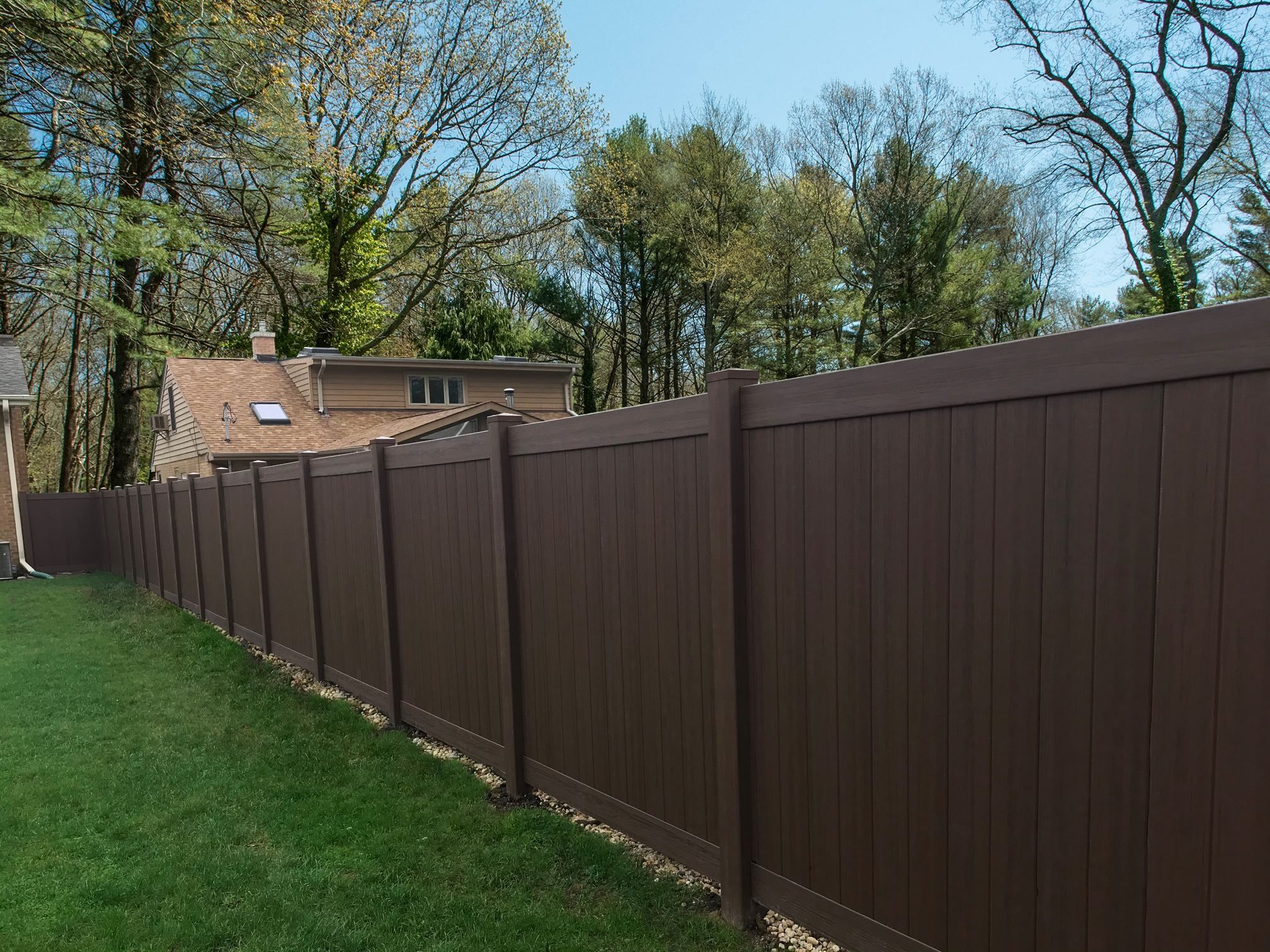 6' Tall Dark Walnut Vinyl Privacy Fence