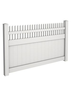 5' Tall Solid Privacy Fence with Straight Picket Top